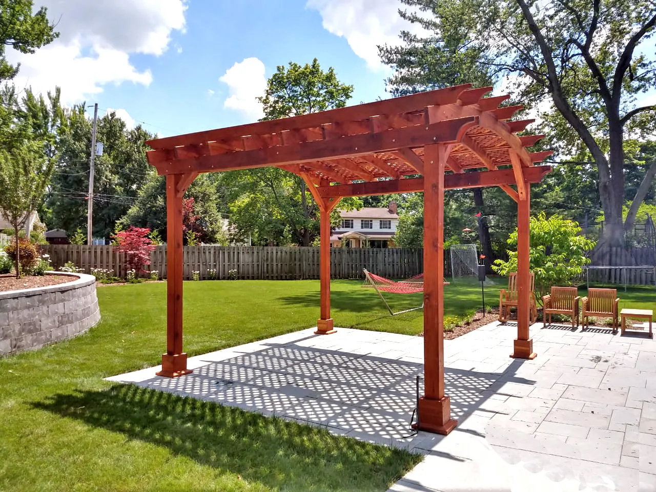 Arched Pergola Kit, 14' L x 14' Arc W, California Redwood, in Grand Rapids, Michigan