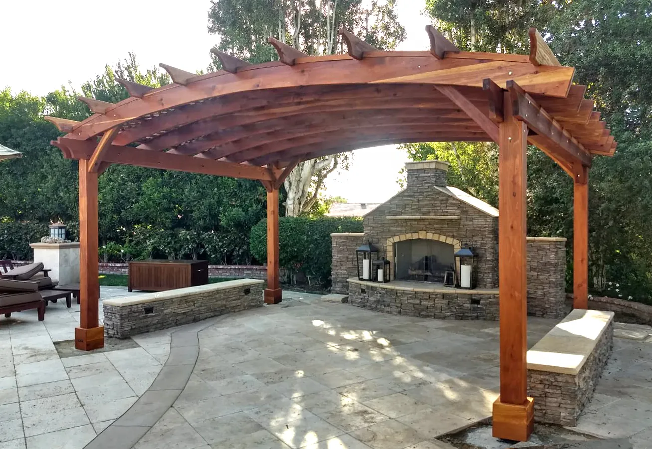 Arched Pergola Kit, 12' L x 18' Arc W, California Redwood, in Orange, CA