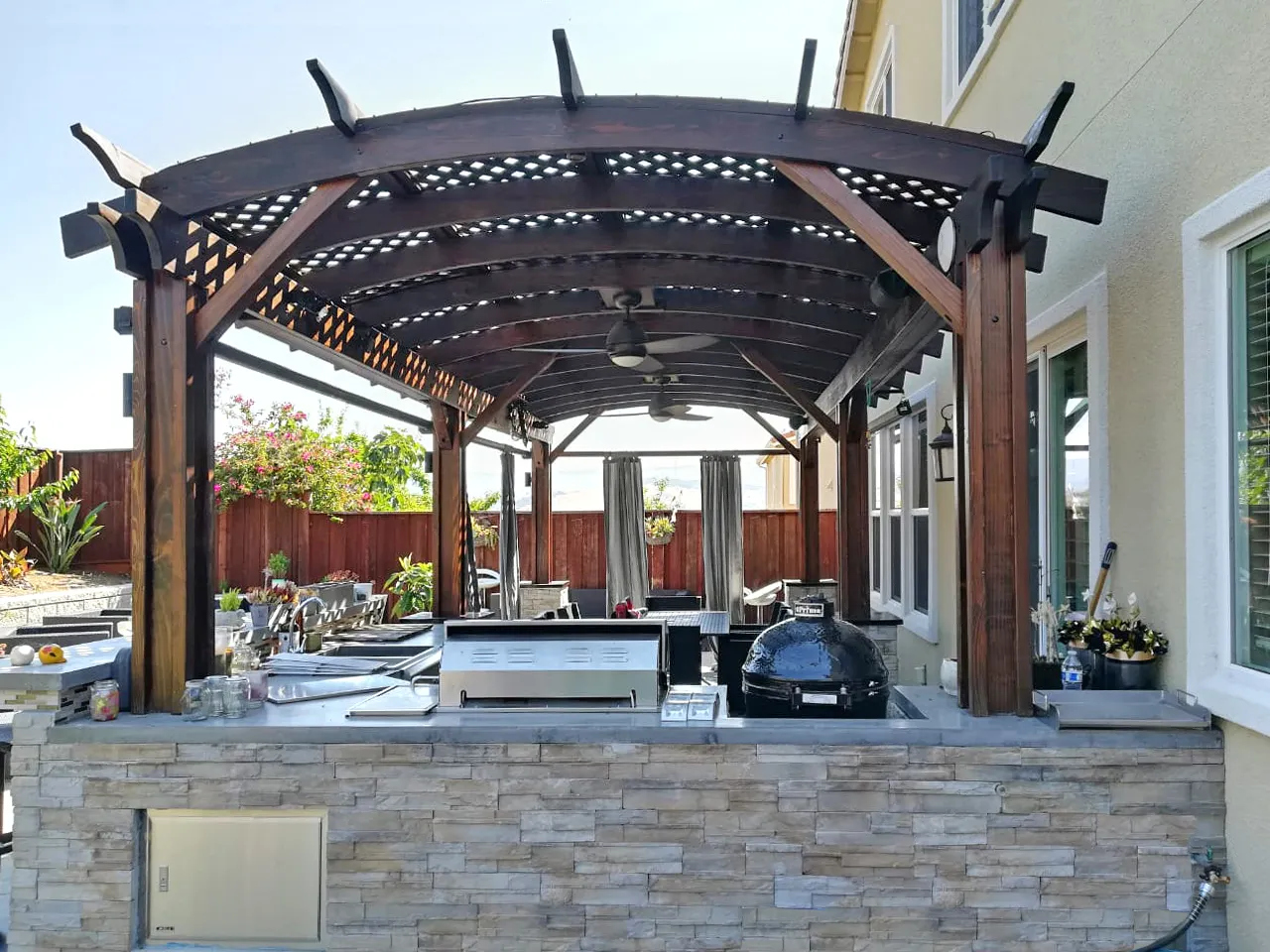 Arched Pergola Kit, 26' L x 12' Arc W, California Redwood, in San Jose, California