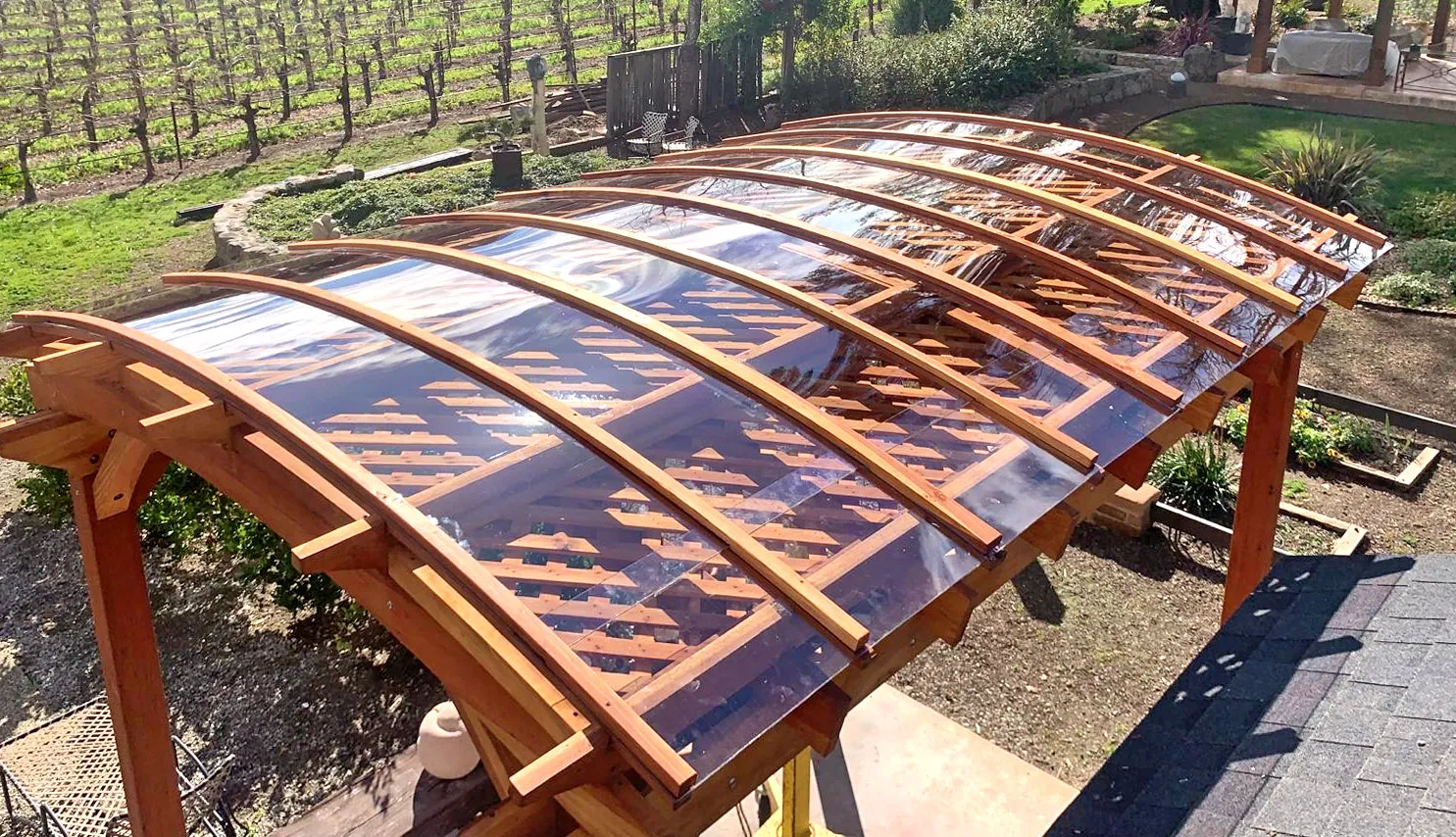 Arched Pergola Kit, 14' L x 10' Arc W, California Redwood, in St. Helena, CA
