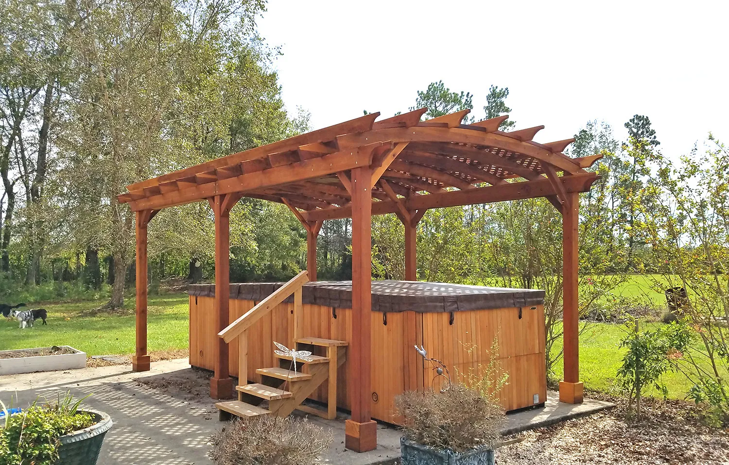 Arched Pergola Kit, 22' L x 14' Arc W, California Redwood, in Whiteville, North Carolina