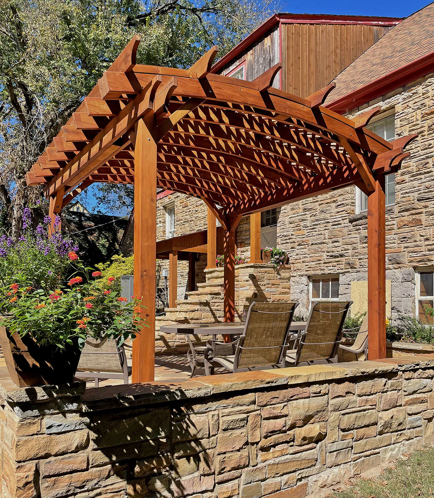 Arched Pergola Kit, 12' L x 12' Arc W, Mature Redwood, in Nashville, TN