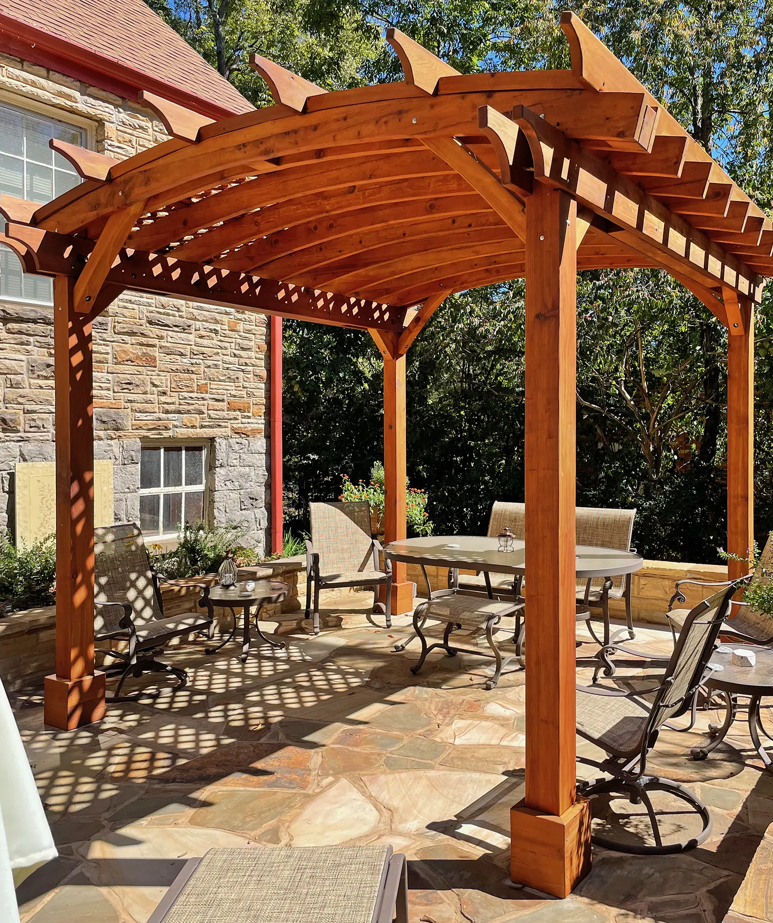 Arched Pergola Kit, 12' L x 12' Arc W, Mature Redwood, in Nashville, TN