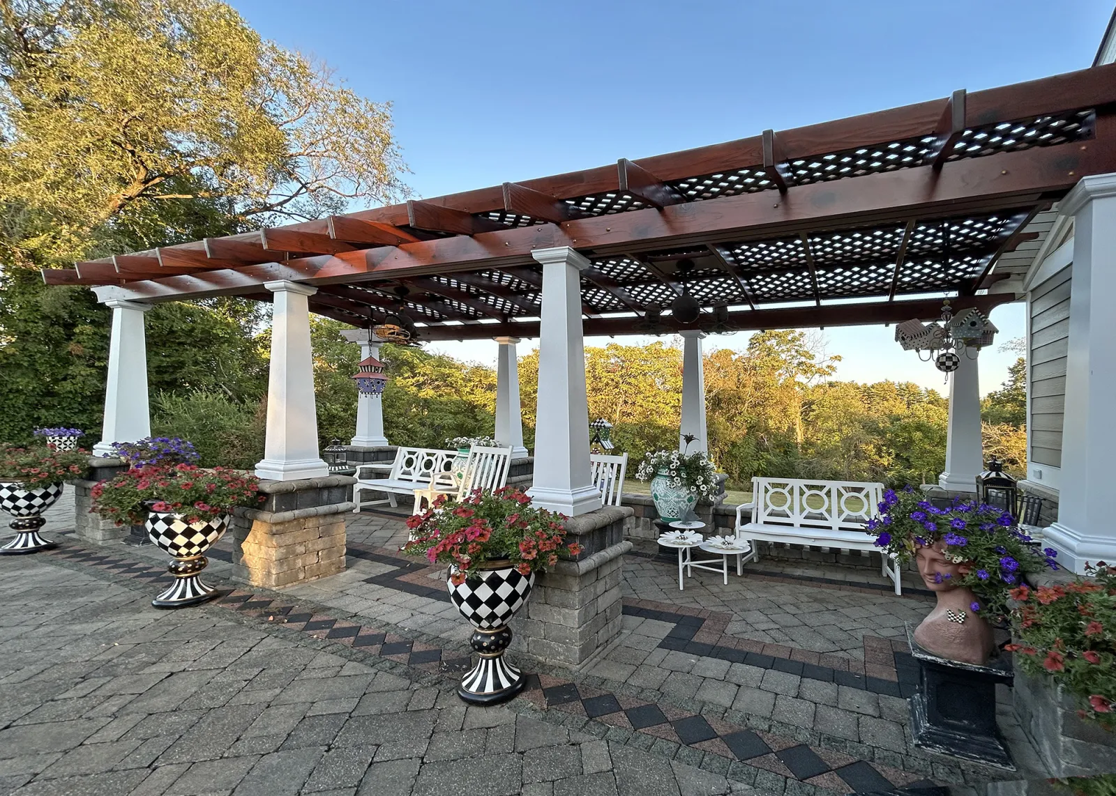 Arched Pergola Kit, 27' L x 11.5' Arc W, Old-Growth Redwood, in Cambridge, OH