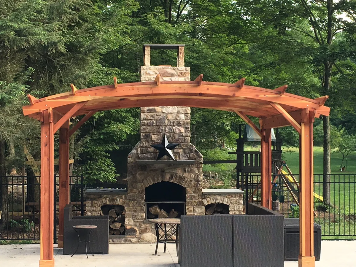 Arched Pergola Kits, 14' L x 16' Arc W, California Redwood