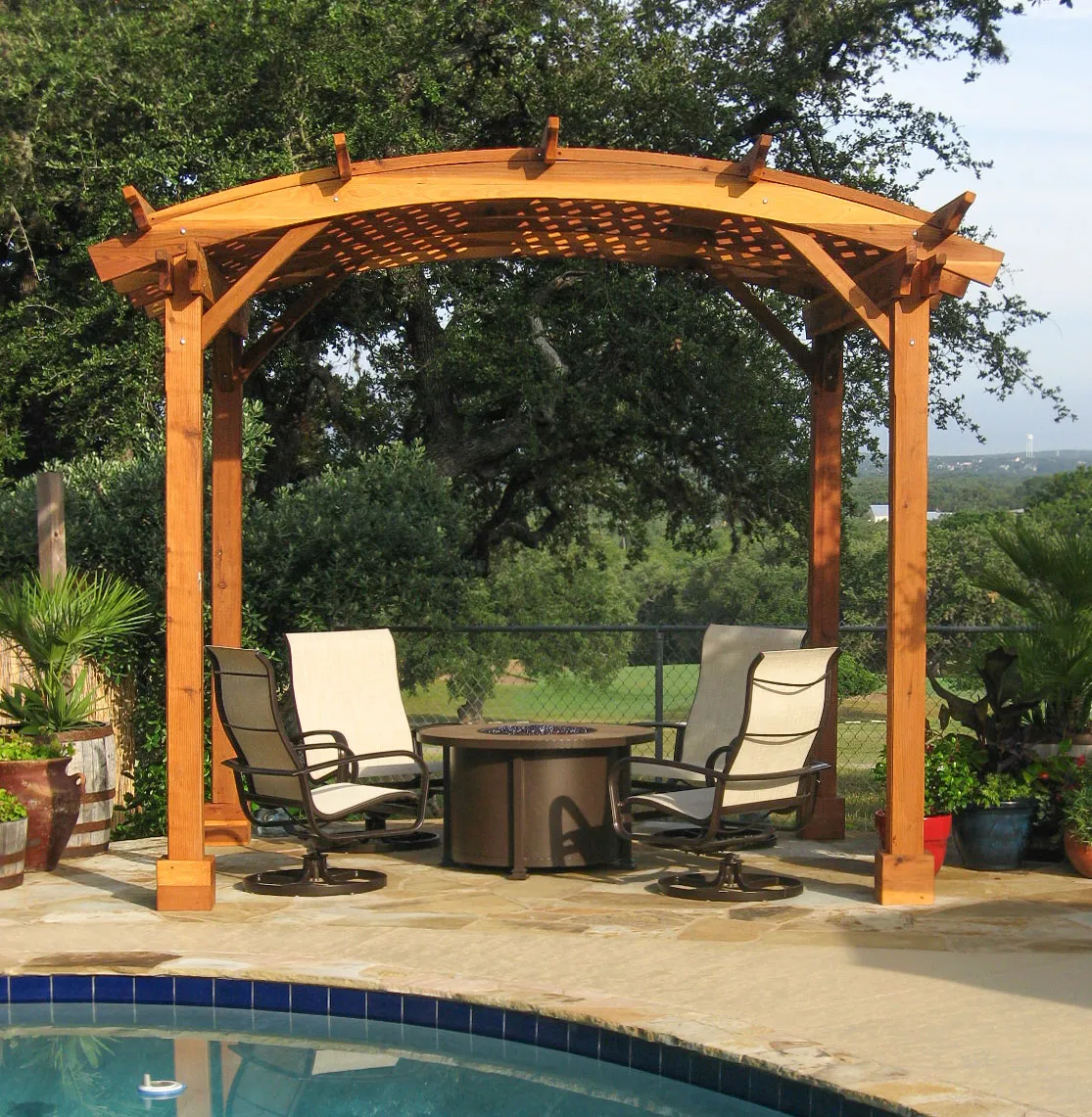 Arched Pergola Kits, 12' x 10' Arc W, California Redwood, in Wimberley, TX
