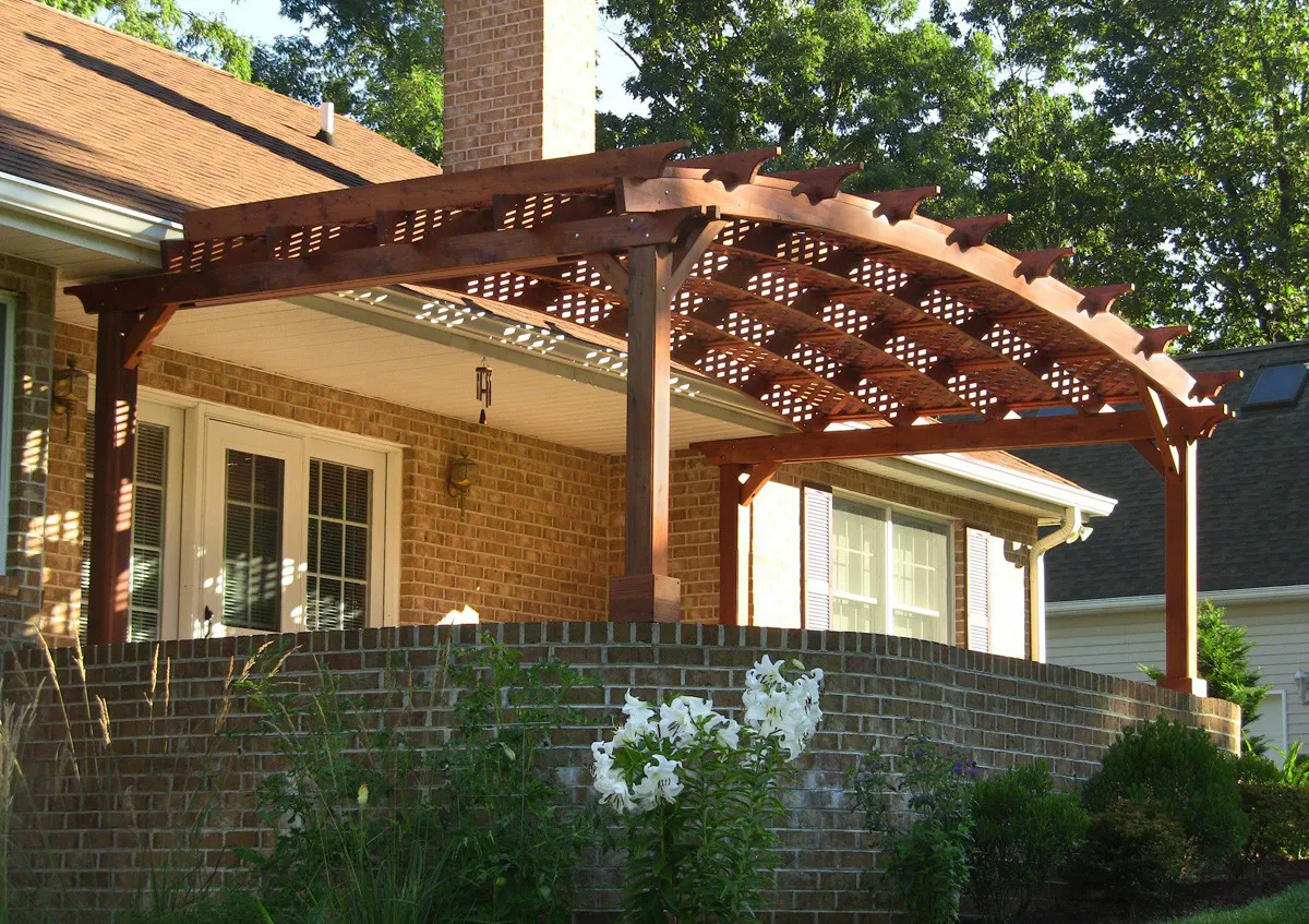 Arched Pergola Kits, 10' L x 22' Arc W, Mature Redwood, in Fayetteville, Pennsylvania