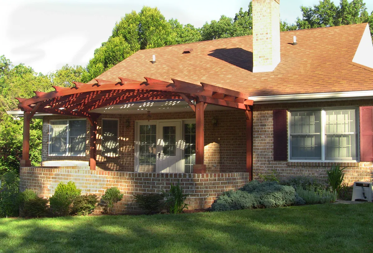 Arched Pergola Kits, 10' L x 22' Arc W, Mature Redwood, in Fayetteville, Pennsylvania