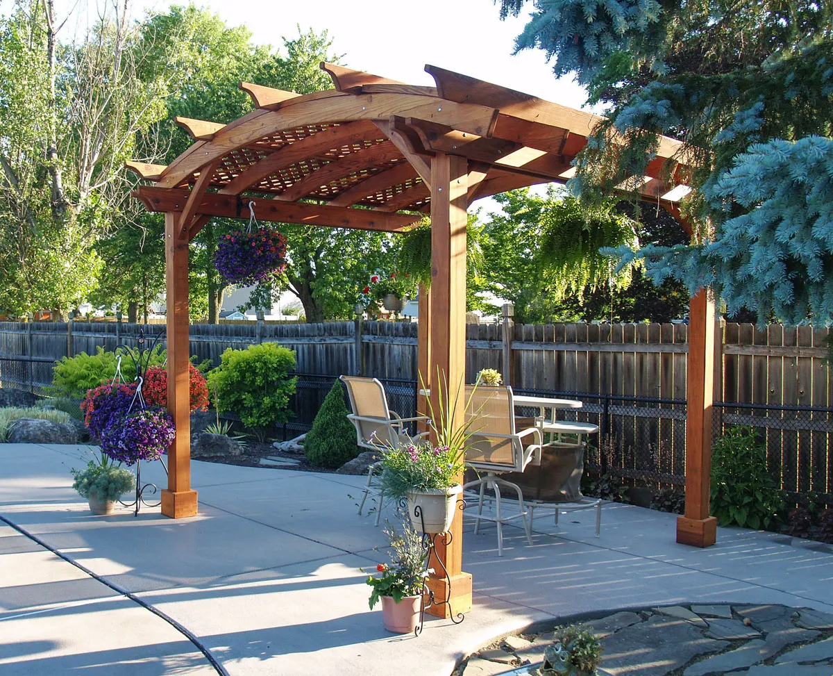 Arched Pergola Kits, 12' L x 12' Arc W, Mature Redwood, in North Tonawanda, NY