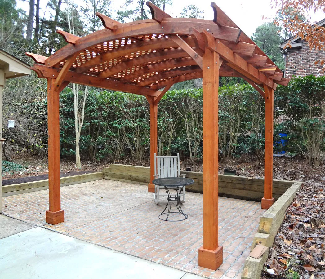 Arched Pergola Kits, 12' L x 12' Arc W, Mature Redwood, in Raleigh, North Carolina