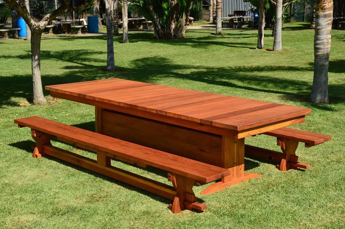 Baja Outdoor Redwood Dining Table, 10 ft L, California Redwood