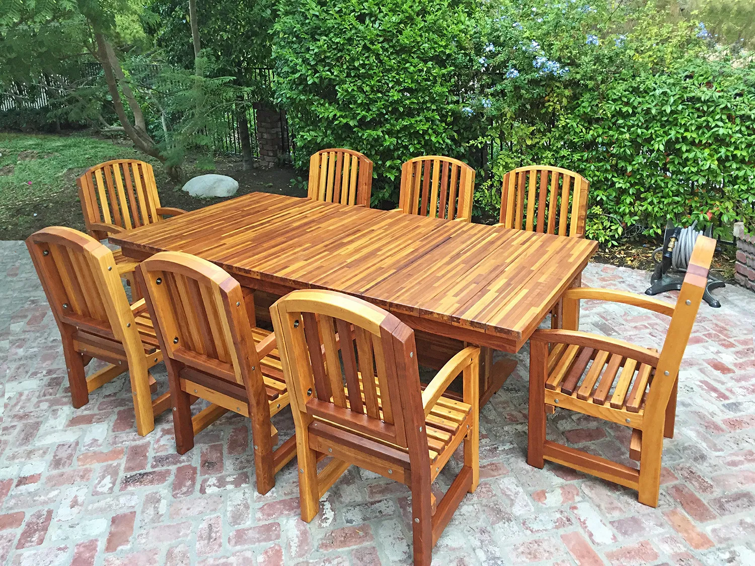 Baja Outdoor Redwood Dining Table, 8 ft L, Mosaic Redwood, in Irvine, CA