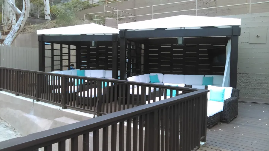 Catalina Island Pergola (Options: 10' x 12', California Redwood, 4-Post Anchor Kit for Concrete, Custom Finish).