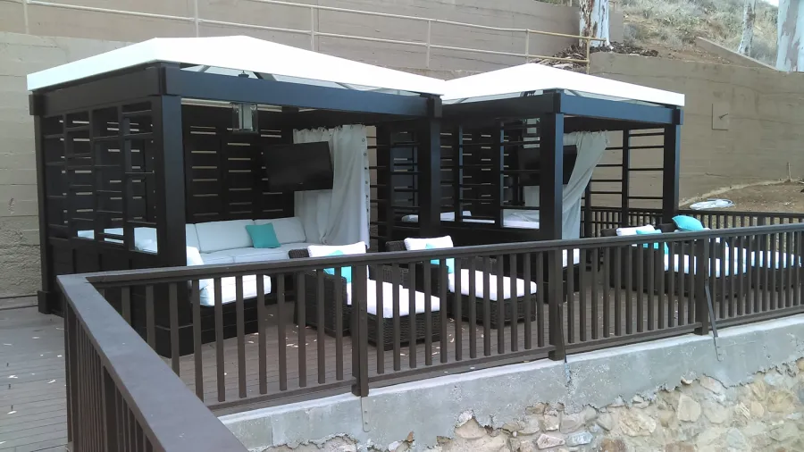 Catalina Island Pergola (Options: 10' x 12', California Redwood, 4-Post Anchor Kit for Concrete, Custom Finish).