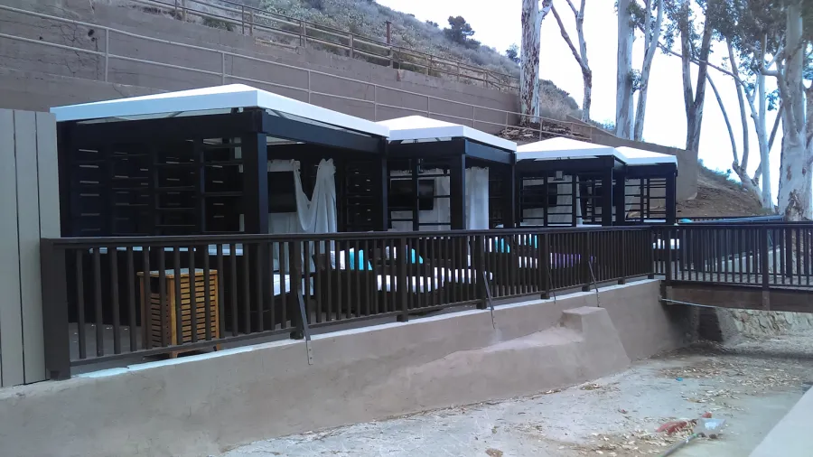 Catalina Island Pergola (Options: 10' x 12', California Redwood, 4-Post Anchor Kit for Concrete, Custom Finish).
