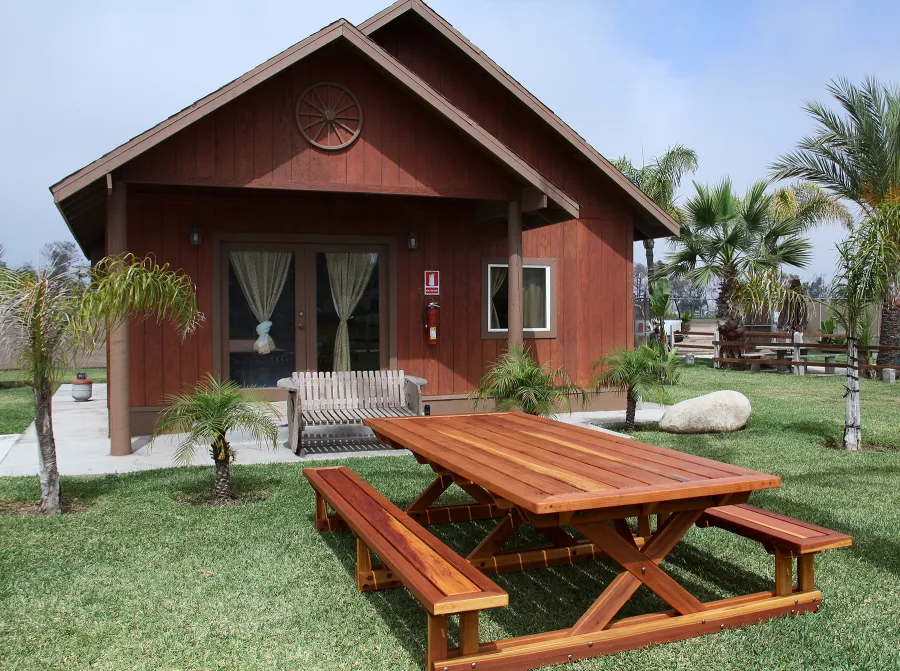 Chris's Picnic Table (Attached Benches) (Options: 10' L x 46" W, California Redwood, Standard Tabletop, Rounded Corners, No Umbrella Hole, Transparent Premium Sealant).