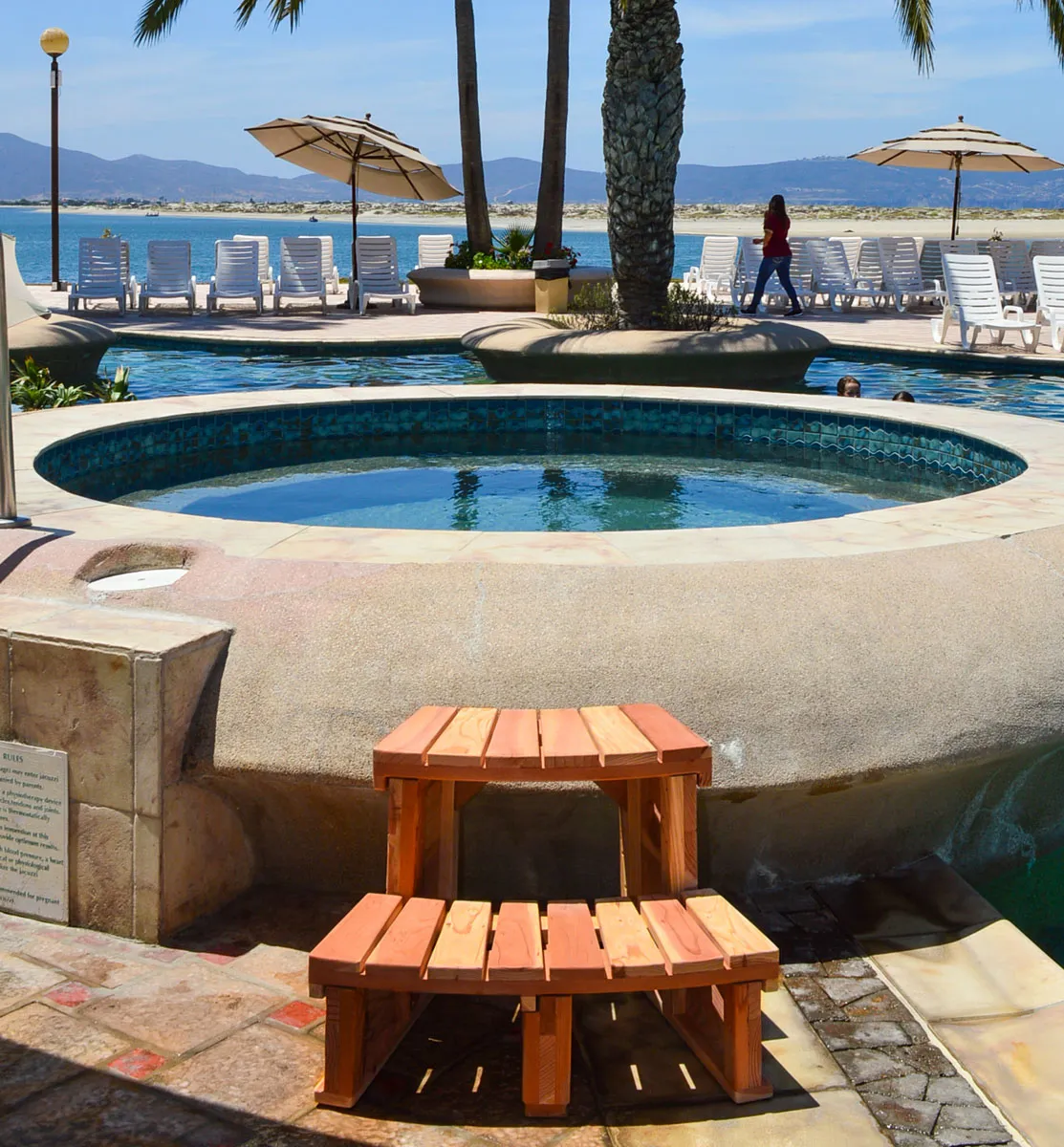 Circular Wooden Spa Step