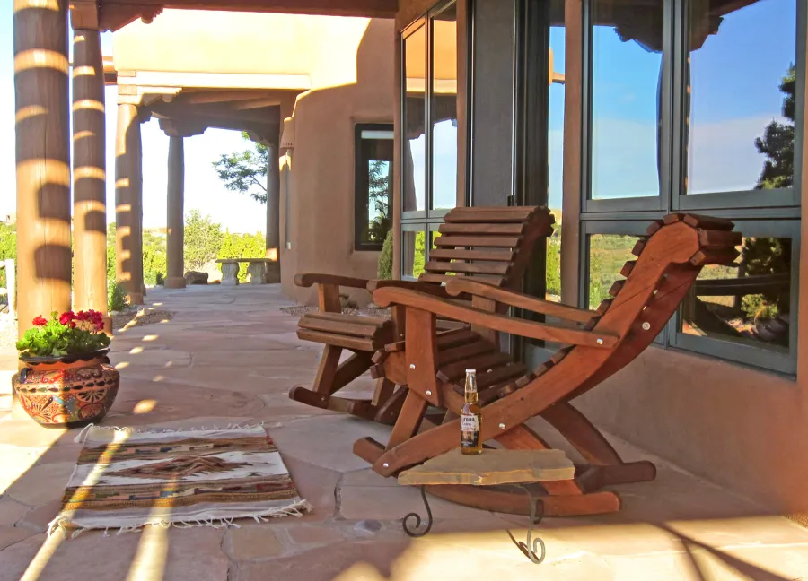 Ensenada Wooden Rocking Chair (Options: Standard Width, Old-Growth Redwood, No Cushion,Transparent Premium Sealant). Photo Courtesy of Alwyn VanderWalt.