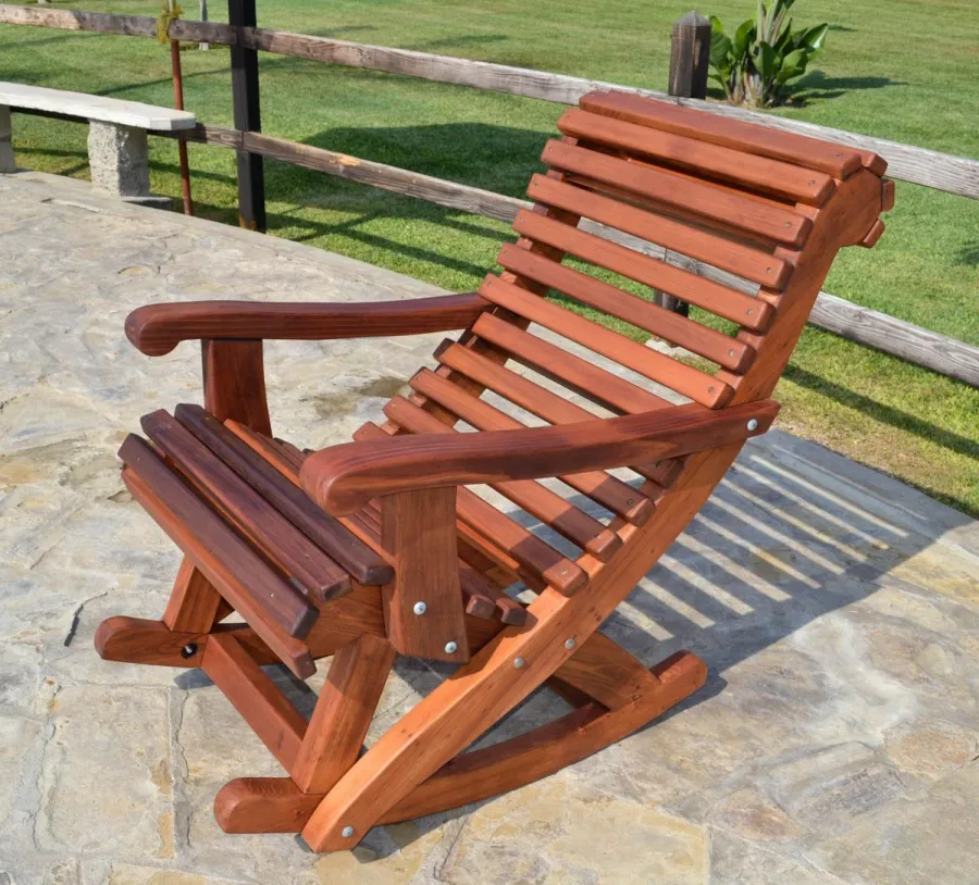 Ensenada Wooden Rocking Chair (Options: Standard Width, Old-Growth Redwood, No Cushion,Transparent Premium Sealant).