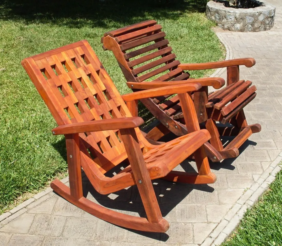 Comparison of Lighthouse and Ensenada Wooden Rocking Chair - Lighthouse in Young, Ensenada in Old-Growth Redwood