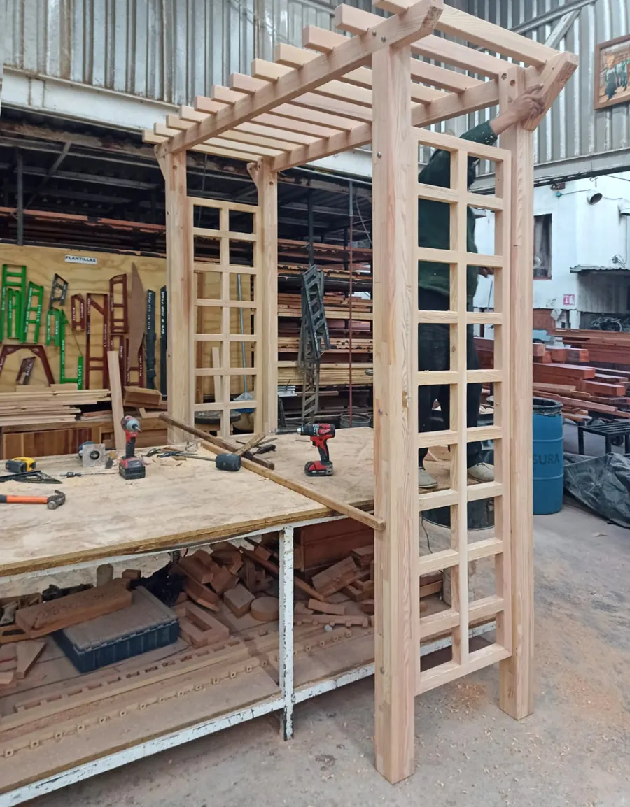Custom Entryway Arbor in Mosaic Douglas-Fir in Production.