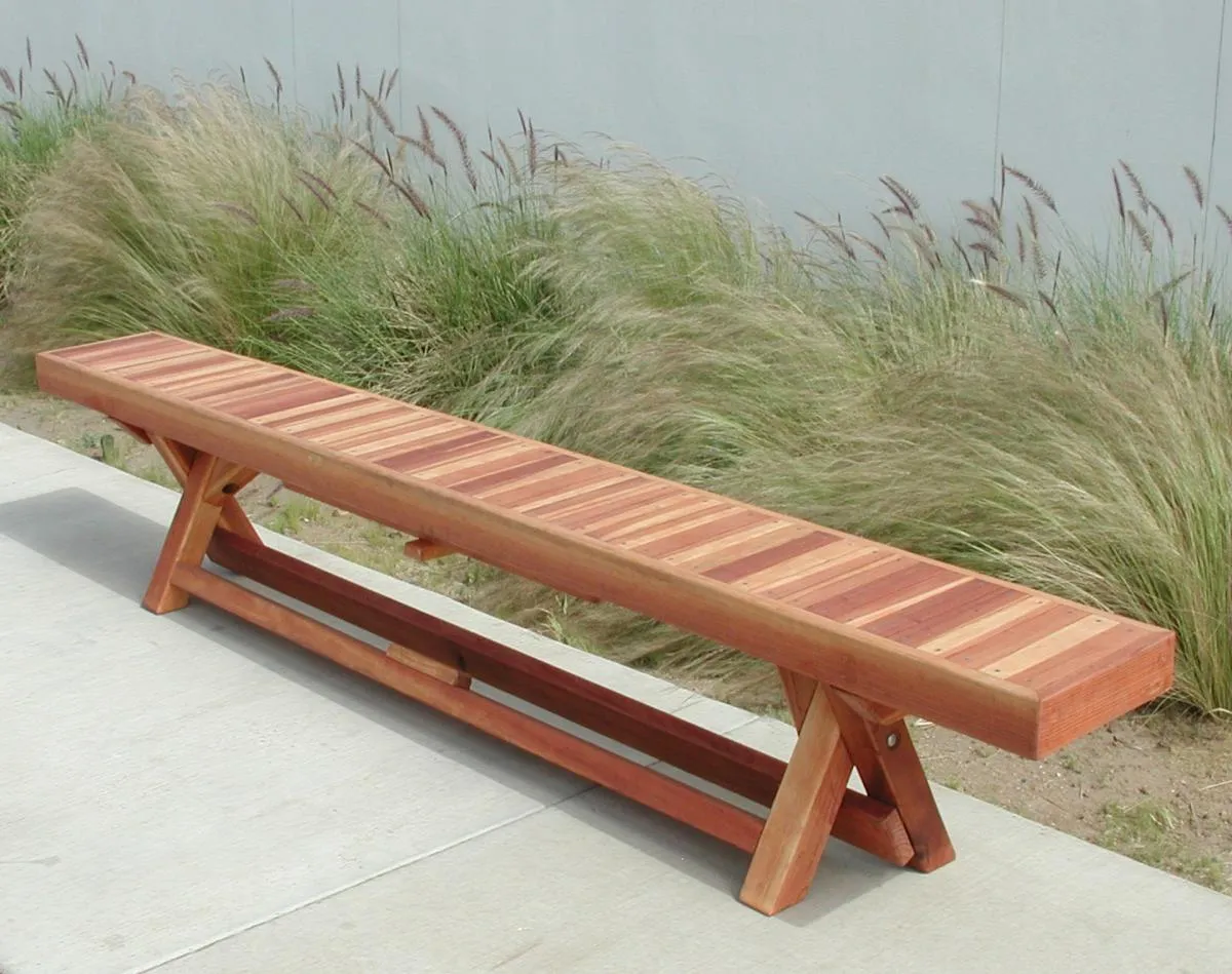 Folding Outdoor Wood Bench, California Redwood