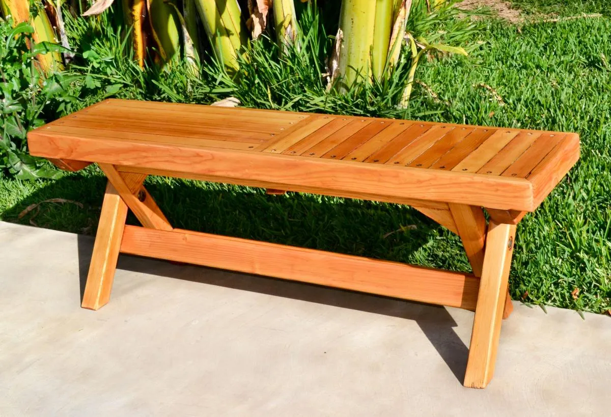 Folding Outdoor Wood Bench, Douglas-fir