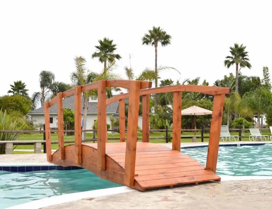 Custom Forever Foot Bridge (Options: 12' L, Mature Redwood, Transparent Premium Sealant).