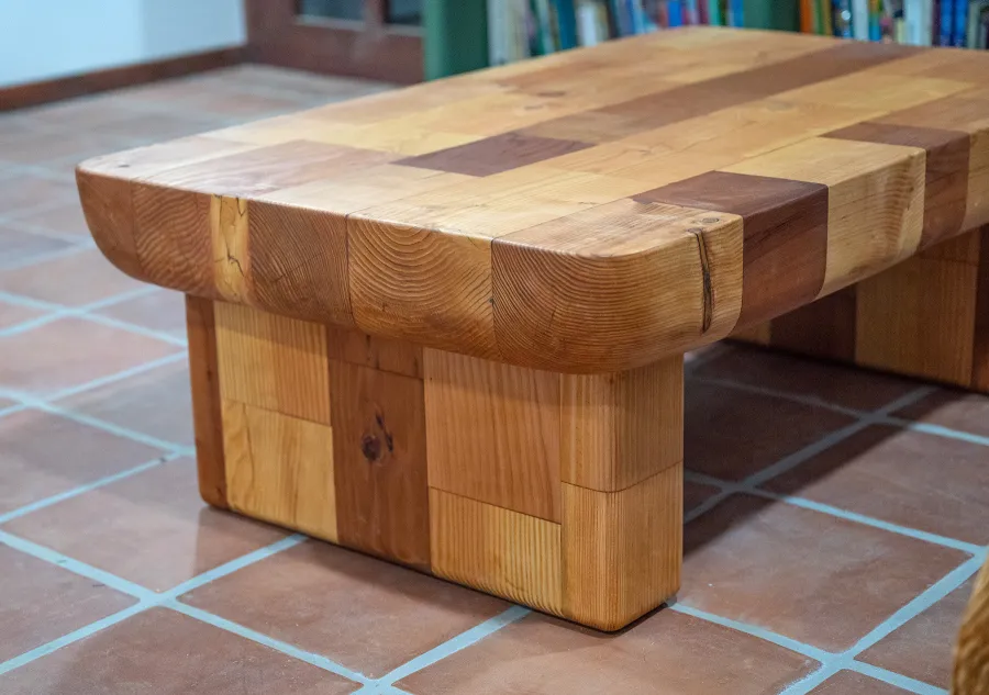 Fred & Wilma's Favorite Coffee Table (Options: 48"L x 31" W, Mixed of California Redwood and Douglas Fir, Transparent Premium Sealant).