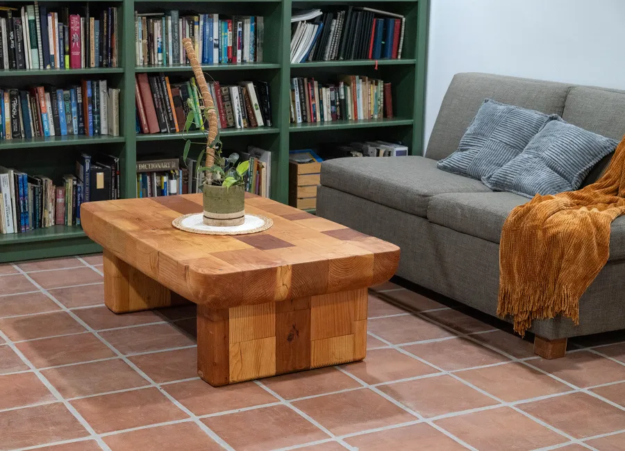 Fred & Wilma's Favorite Coffee Table (Options: 48"L x 31" W, Mixed of California Redwood and Douglas Fir, Transparent Premium Sealant).