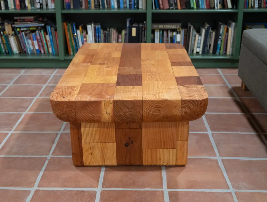 Fred & Wilma's Favorite Coffee Table (Options: 48"L x 31" W, Mixed of California Redwood and Douglas Fir, Transparent Premium Sealant).