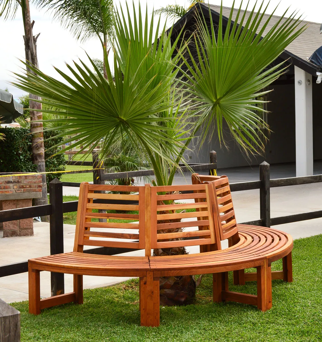 Half Circle Tree Bench, California Redwood
