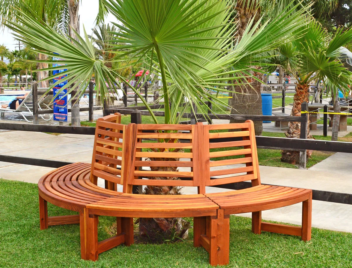 Half Circle Tree Bench, California Redwood