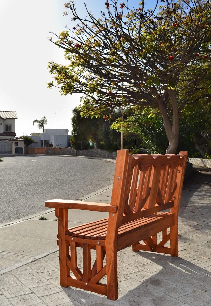 Heart Redwood Bench (Options: 4 ft, Mature Redwood, No Cushion, Custom Engraving, Transparent Premium Sealant). 
