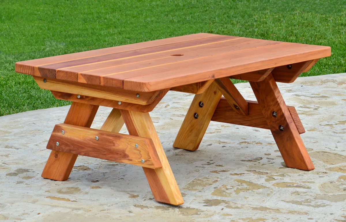 Kid Size Wood Picnic Table (Unattached Benches)