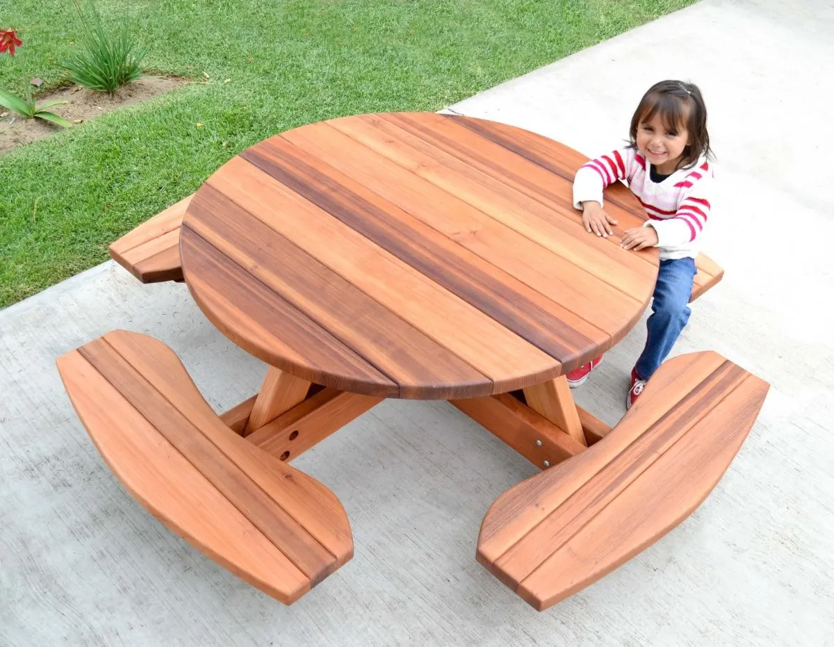 Kid's Round Wood Picnic Table Kit
