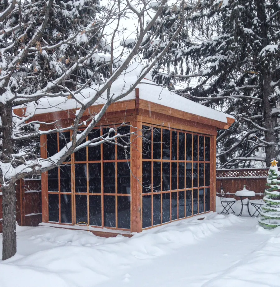 Kikue's Tea House (Options: 14 ft L x 10 ft W, Standard Wood Roof, Douglas-fir, No Electrical Wiring Trim, Interior Decking, Transparent Premium Sealant). Photo Courtesy of G. Haugen of Jamestown, North Dakota.