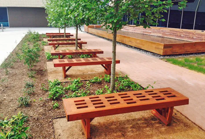 Lighthouse Garden Benches (Options: 6 ft L x 17 3/4 inches W x 17 inches H, Mature Redwood, No Cushion, No Engraving, Transparent Premium Sealant).