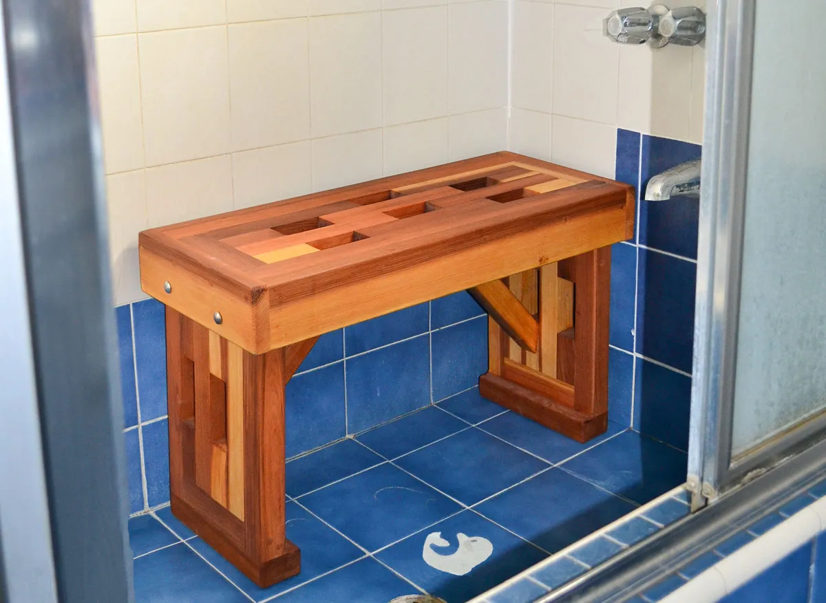 Lighthouse Wooden Shower Bench