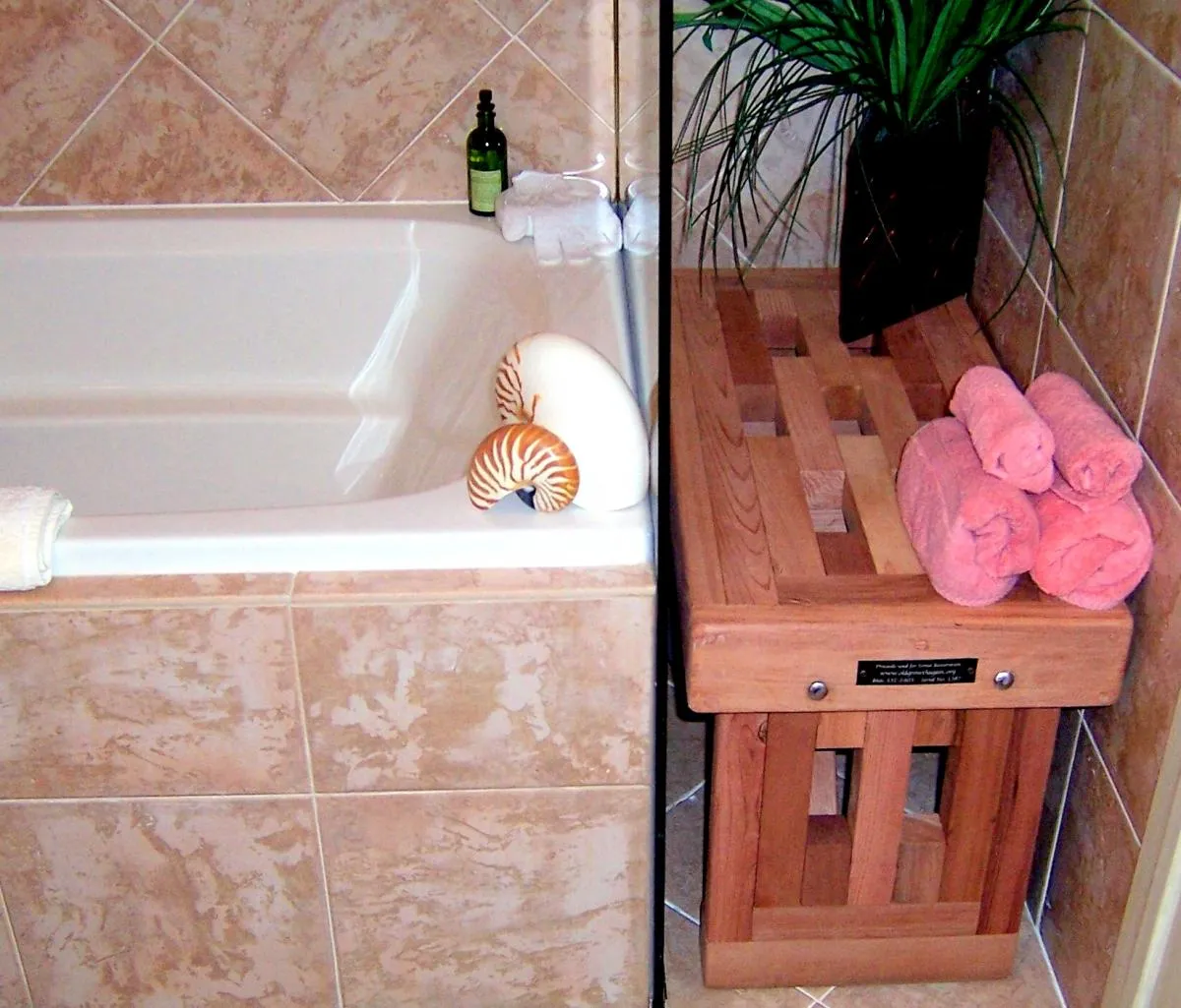 Lighthouse Wooden Shower Bench