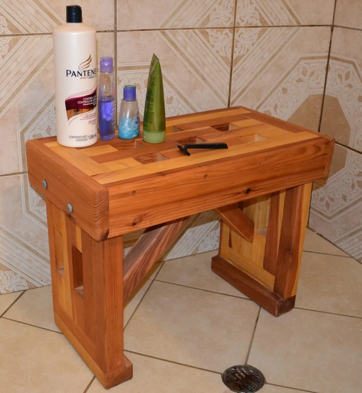 Lighthouse Wooden Shower Bench