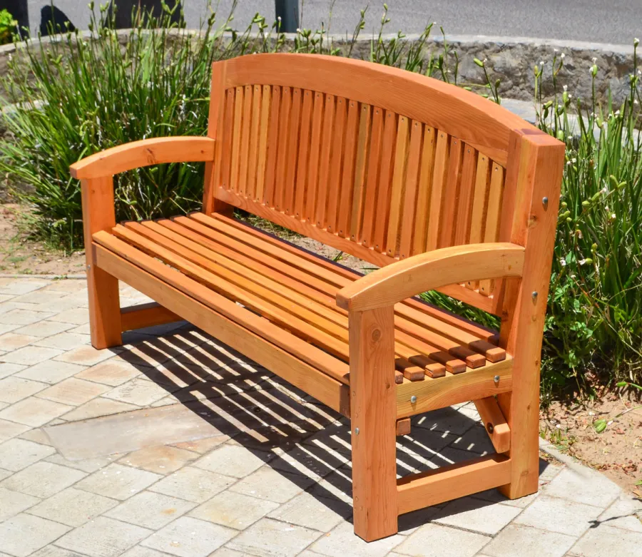 Luna Wood Memorial Bench (Options: 5 ft, Douglas-fir, No Cushion, No Engraving, Transparent Premium Sealant).