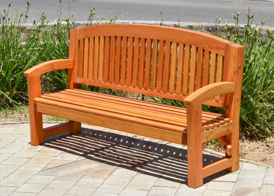 Luna Wood Memorial Bench (Options: 5 ft, Douglas-fir, No Cushion, No Engraving, Transparent Premium Sealant).