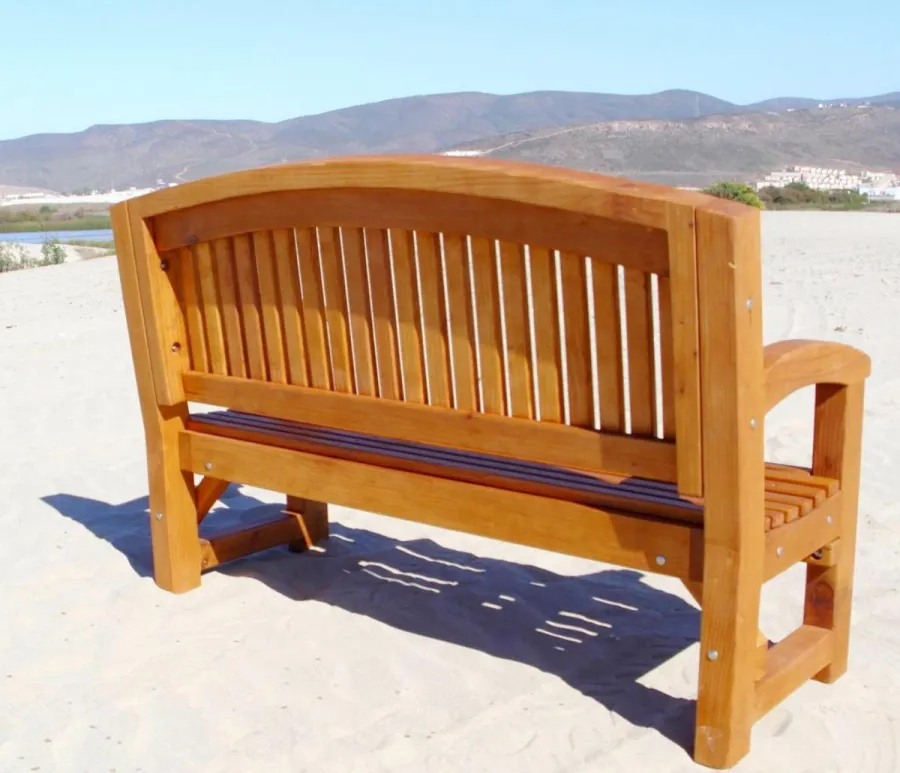 Luna Wood Memorial Bench (Options: 5 ft, Douglas-fir, No Cushion, No Engraving, Transparent Premium Sealant).