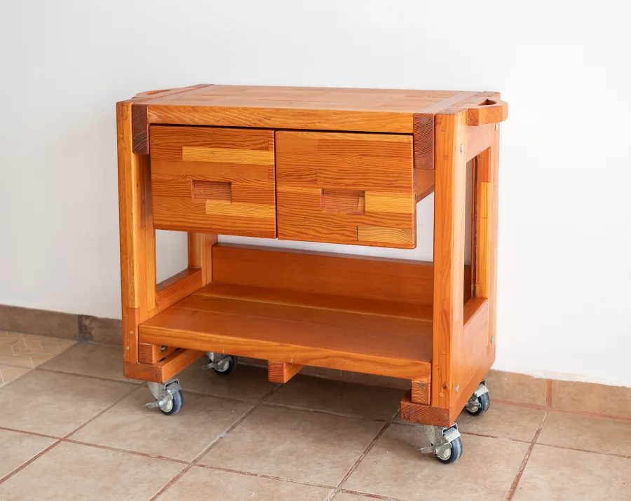 Mary's Cook 'n' Carry Carts (Options: Mosaic Douglas, Compact Size, 36" H, Custom Engraving, Add Handle on Both Sides, Transparent Premium Sealant). 