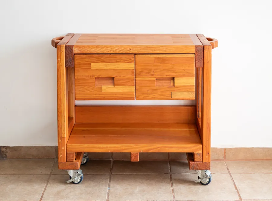 Mary's Cook 'n' Carry Carts (Options: Mosaic Douglas, Compact Size, 36" H, Custom Engraving, Add Handle on Both Sides, Transparent Premium Sealant). 