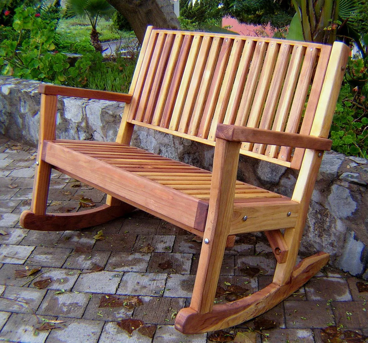 Massive Wooden Rocking Bench