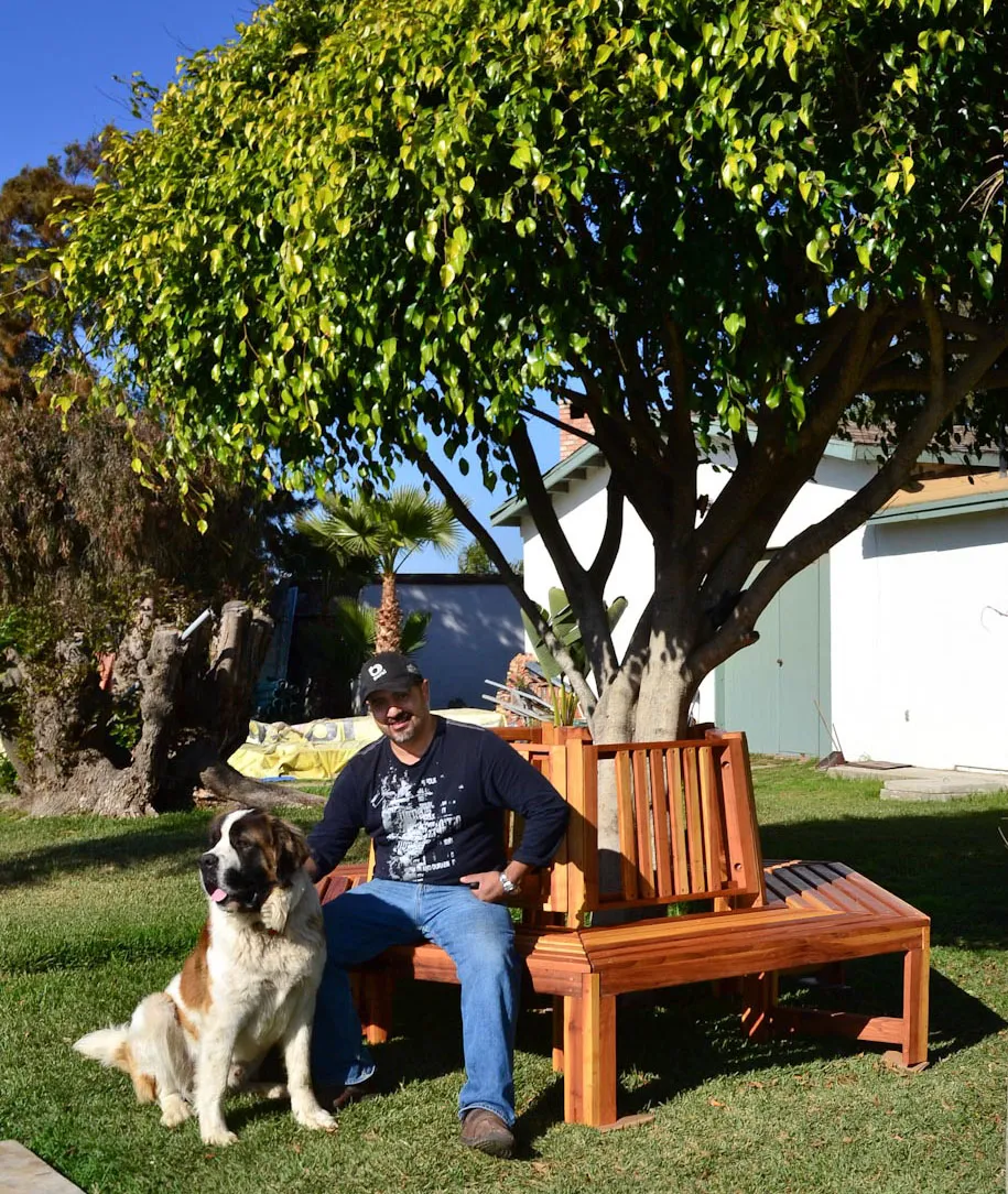 Memorial Natural Redwood Tree Bench