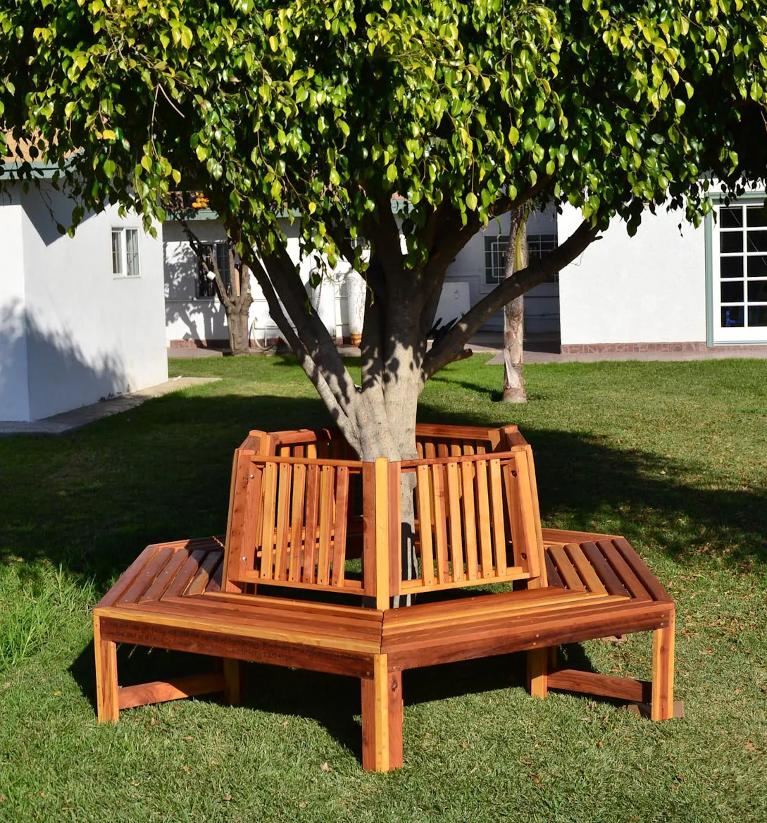 Memorial Natural Redwood Tree Bench