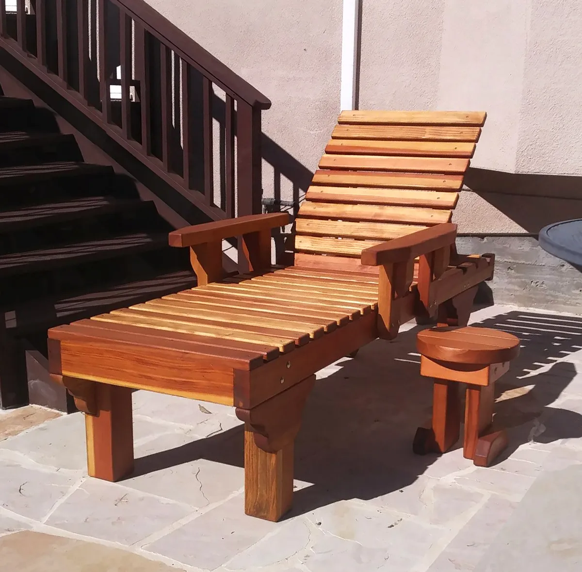 Mini 12 Inch Round Wood Side Table, California Redwood, in Woodside, CA